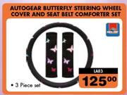 Autogear Butterfly Steering Wheel Cover & Seat Belt Comforter Set