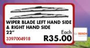 Wiper Blade Left Hand Side & Right Hand Side 22" For Toyota Quantum 2.7 2004-Each