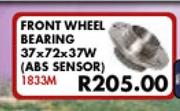 Front Wheel Bearing 37 x 72 x 37W ABS Sensor For Nissan NP200 1.6 LDV 8V 2008