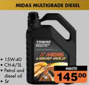 Midas Multigrade Diesel 15W-40 CH-4/SL Petrol And Diesel Oil MI40TD-5Ltr