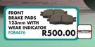 Ferodo Front Brake Pads 123mm With Wear Indicator FDB4476 For Toyota Etios 1.5 2012 Onwards