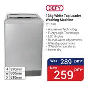 Defy 13Kg White Top Loader Washing Machine DTL148