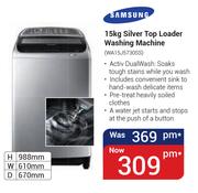 Samsung 15Kg Silver Top Loader Washing Machine WA15J5730SS