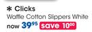 Clicks Waffle Cotton Slippers White-Per pair