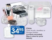 Clicks Clear Acrylic Jewellery Or Storage Holders-Each