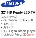 Samsung 32" HD Ready LED TV UA32FH4003