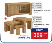 Ostend Small TV Stand H1200mm x W550mm x D420mm + Ostend Nest Of Tables H1050mm x W460mm x D800mm