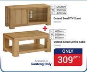 Ostend Small TV Stand H1200mm x W550mm x D420mm + Ostend Small Coffee Table H460mm x W950mm x D600mm