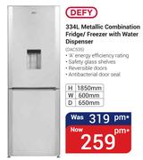 Defy 334Ltr Metallic Combination Fridge/Freezer With Water Dispenser DAC535