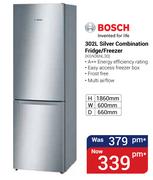Bosch 302Ltr Silver Combination Fridge/Freezer KGN36NL30