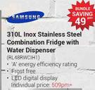 Samsung 310L Inox Stainless Steel Combination Fridge With Water Dispenser RL48RWCIH1