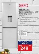 Defy 323L Metallic Combination Fridge With Water Dispenser DAC517