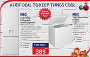 KKIC 314L White Fridge With Water Dispenser KBF634WH WATER Plus KIC 204L Metallic Chest Freezer