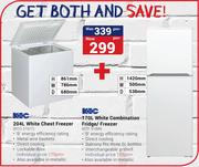KIC 204Ltr White Chest Freezer KCG 210/1 + KIC 170Ltr White Combination Fridge/Freezer KTF 518W
