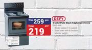 Defy 4 Solid Plate Black Kitchenaire Stove DSS 494