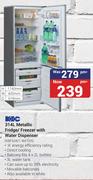 KIC 314L Metallic Fridge/Freezer With Water Dispenser KBF634/1 WATER