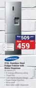 Samsung 310Ltr Stainless Steel Fridge/Freezer With water Dispenser RL48RWCIH1