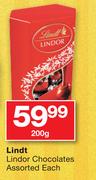 Lindt Lindor Chocolates Assorted-200g Each
