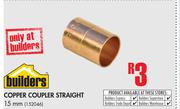 Builders Copper Coupler Straight-15mm
