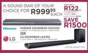 Hisense Soundbar HVS2100 Or LG Soundbar LAS355-Each