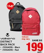 Volkano 15.6" Distinct Backpack Black/Red-Each