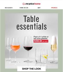 Mr Price Home : Table Essentials (Request Valid Date From Retailer)