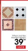 9 Pack Vinyl Tiles Assorted Designs