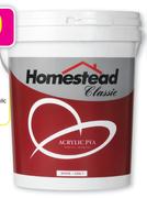 Homestead Classic Fast Hide White Paint-20L