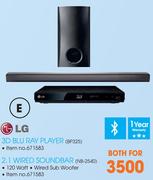 LG 3D Blu Ray Player BP325+ 2.1 Wired Soundbar NB-2540