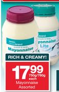 Housebrand Mayonnaise Assorted-750/760g Each