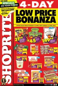 Shoprite KwaZulu-Natal : Low Price Bonanza (18 April - 21 April 2024)