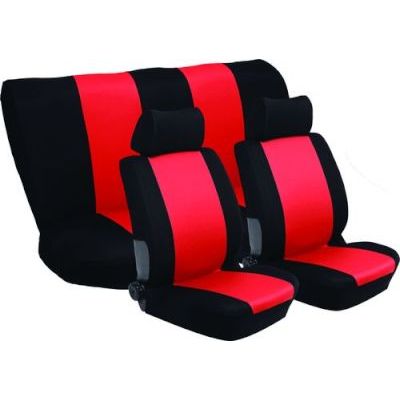 Stingray Galaxy Full Car Seat Cover Set 11 Piece – Black/Red
