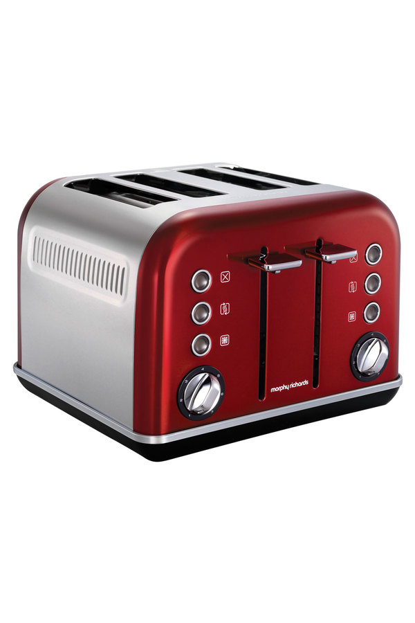 Morphy Richards 4 Slice Toaster: Metallic Red Accents