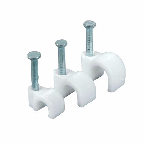 Builders Cable Clip Round (9mm) - White (100 pack)