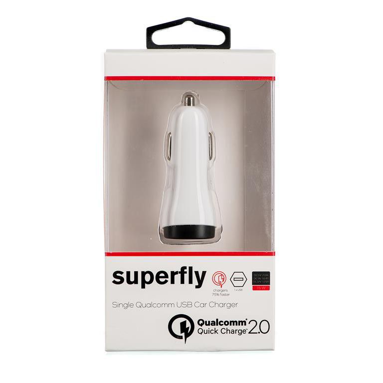 Superfly 15W Single USB Qualcomm Rapid Car Charger (White) 