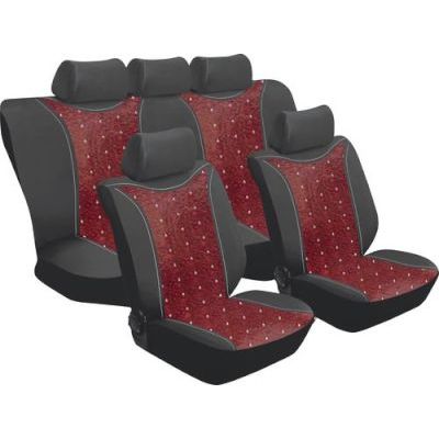 Stingray Aristocrat Car Seat Cover Set - 11 Piece (Black/Maroon)