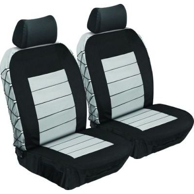 Stingray Ultimate Heavy Duty Front Car Seat Cover Set – 4 Piece (Black/Grey)
