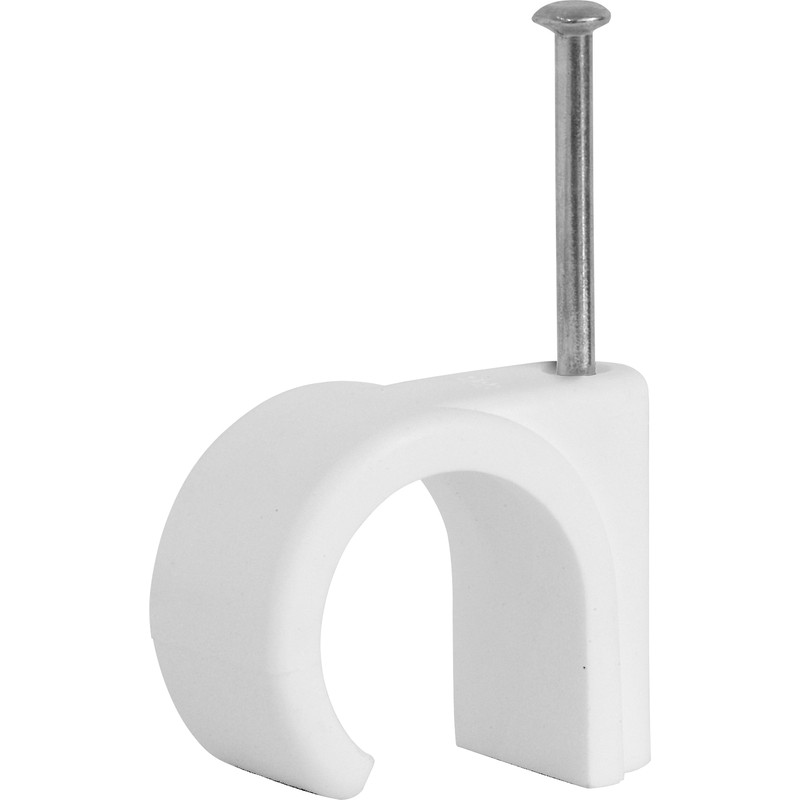 Builders Cable Clip Round  - White 14mm (100 pack)