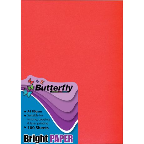 Butterfly A4 Bright Paper 100s - Red