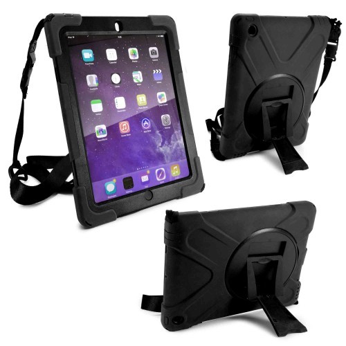 Tuff-Luv Rugged Armour Case with Shoulder Strap and Stand – Apple iPad 2/3 and 4 (Black)