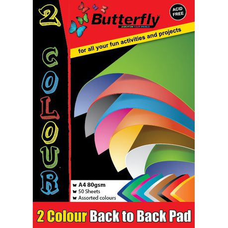 Butterfly Back To Back Paper Pad - 2 Colour A4 50 Sheets