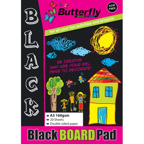 Butterfly Black Board Pad A3 20 Sheets