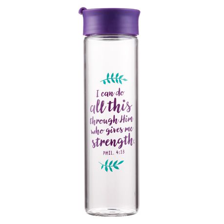Christian Art Gifts Glass Water Bottle - Purple