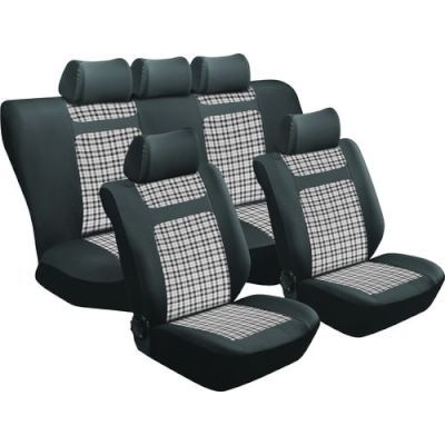 Stingray Tartan Gingham Car Seat Cover Set - 11 Piece (Grey)