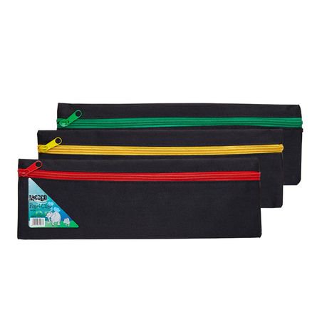 Meeco 33cm Nylon Pencil Bag - Black with Assorted Colour Zip