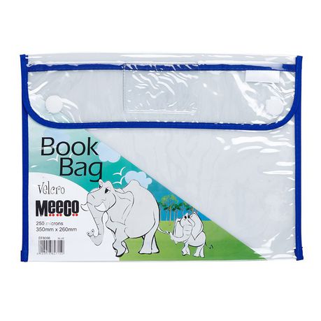 Meeco Book Bag with Velcro Closure - Blue Piping