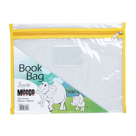 Meeco Book Bag with Zip Closure - Yellow Piping