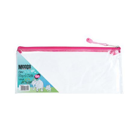 Meeco: Clear Large (34cm) Pencil Bag - Pink Zip