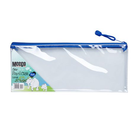 Meeco Clear Large (34cm) Pencil Bag - Blue Zip