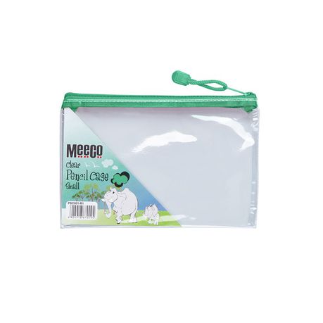 Meeco Clear Small (21cm) Pencil Bag - Green Zip